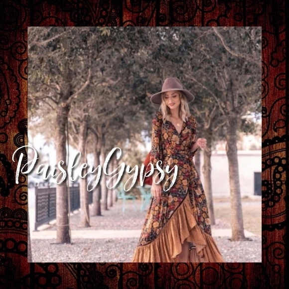 Floral Bohemian V Neck Patchwork Maxi Dress - Picture 4 of 16